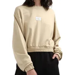 CALVIN KLEIN Pale Khaki Cotton Sweatshirt-image-7