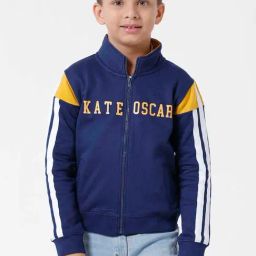 Kate & Oscar Kids Navy & White Cotton Printed Full Sleeves Sweatshirt-20
