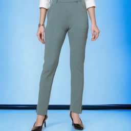 FITHUB Sage Green Skinny Fit High Rise Trousers-picture-24