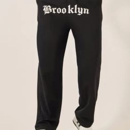Styli Black Cotton Relaxed Fit Solid Track Pants-image-30
