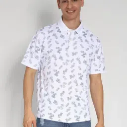 American Eagle Outfitters White Cotton Printed Polo T-Shirt-image-17