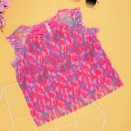 Pantaloons Junior Pink & Blue Floral Print Top-image-65