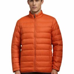 Louis Philippe Orange Regular Fit Quilted Jacket-image-15