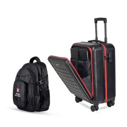 Swiss Military Unisex Black Hard Cabin Trolley Bag-image-69