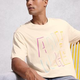WROGN Typography Printed Drop-Shoulder Sleeves Pure Cotton T-shirt-image-84