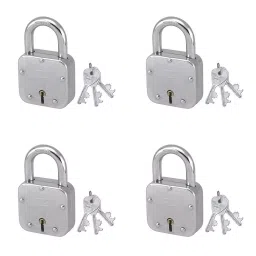 Harrison T-27 55 mm Brass Bright Chrome Plated Finish with 3 Keys Each Padlock (Pack of 4 Pcs)-20