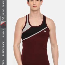 Dollar Bigboss Assorted Cotton Regular Fit Colour Block Vest - Pack Of 2-image-71