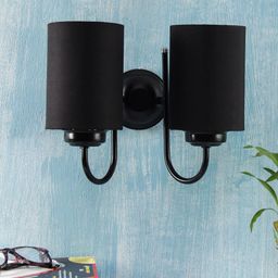 Devansh Black Solid Fabric Wallchiere Lamp-30