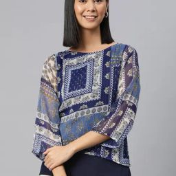 Cottinfab Blue Printed Top-image-27