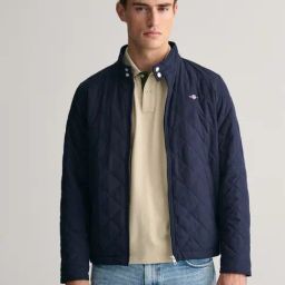 Gant Navy Regular Fit Quilted Jacket-image-26