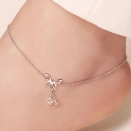 Zavya Fluttering Butterfly Dreams Rhodium-Plated 925 Sterling Silver Anklet-16