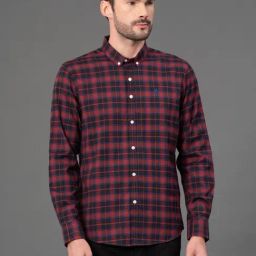 Red Tape Maroon Cotton Polyblend Checks Regular Fit Casual Shirt-image-54