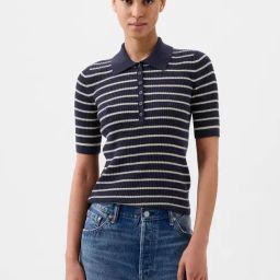 GAP Navy Blue Regular Fit Striped Sweater-image-96