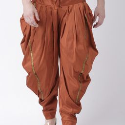DEYANN Men Rust Orange Solid Dupion Silk Dhoti-picture-24