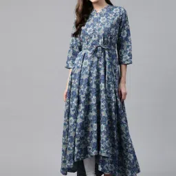 Divena Blue Printed High Low Kurta-image-47