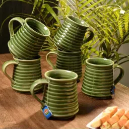 Unravel India Green Ceramic Tea Sets-16