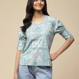 aarke Ritu Kumar Light Blue Printed Top-image-52