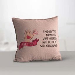 eCraftIndia Biege Polyester Ribbon Quote Digital Printed Cushion Cover With Cushion Filler-39