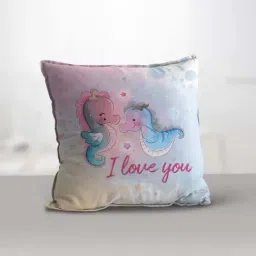 eCraftIndia Polyester Couple Sea Horses Digital Printed Cushion Cover With Cushion Filler-image-49