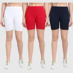 Gracit White & Red Cotton Sports Shorts - Pack Of 3-picture-16
