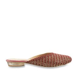 Mochi Women's Maroon Mule Shoes-image-55