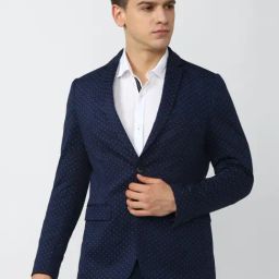 Van Heusen Sport Navy Slim Fit Printed Blazers-picture-38