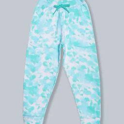 Kiddopanti Kids Light Blue & Green Tie- Dye Joggers-image-16