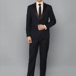 Louis Philippe Black Slim Fit Striped Two Piece Suit-image-59
