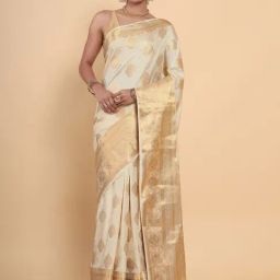 Mimosa Beige Woven Art Silk Kasavu Saree With Blouse-image-74