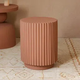 Home4U Scandinavian Brown Fiber-Glass Ribbed Side Stool-image-65