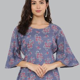 EZIS FASHION Grey & Red Floral Print Top-picture-17