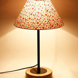 Devansh Pink & Yellow Solid Traditional Frustum Table Lamp-4
