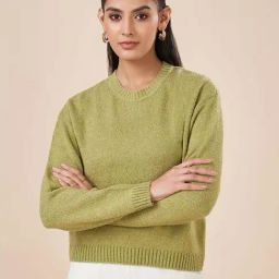 Akkriti by Pantaloons Green Solid Sweater-38