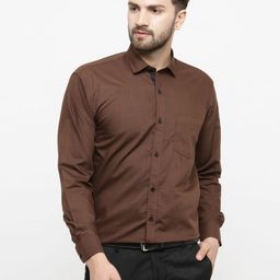 JAINISH Men Brown Classic Slim Fit Solid Formal Shirt-image-86