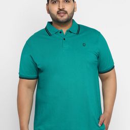 Urbano Plus Men Teal Blue Solid Polo Collar T-shirt-picture-45