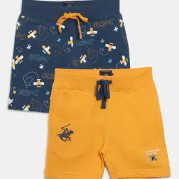 Beverly Hills Polo Club Kids Blue & Yellow Printed Shorts (Pack Of 2)-image-49