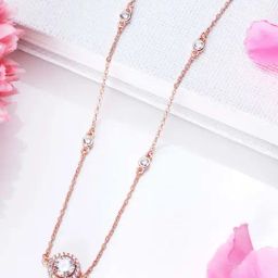 Zavya 925 Silver Circle of Radiance Rose Gold-Plated Necklace for Women-image-87