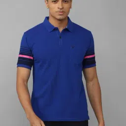 Men Blue Patterned Polo Neck T-shirt-8