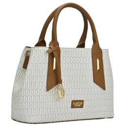 Lavie Luxe White LX Mono Rumba 2c Satchel Handbag-image-8