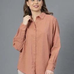Mode By Red Tape Dusty Orange Cotton Regular Fit Shirt-picture-0