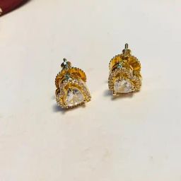 Abdesigns Exclusive Gold-Plated Heart Shape Cz Diamond Stud Earrings-25