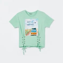 Fame Forever by Lifestyle Kids Green Printed Regular Fit T-Shirt-image-101