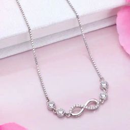 Zavya 925 Silver Infinite Sparkle Rhodium-Plated Necklace for Women-image-40