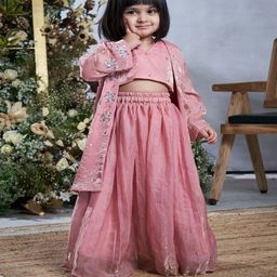 Vivedkids Girls Embroidered Sequinned Ready to Wear Lehenga &-picture-45