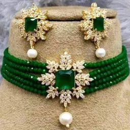UNNATI JEWEL Green Brass Jewellery Set-31