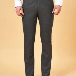 Byford By Pantaloons Charcoal Gray Slim Fit Checks Trousers-image-14