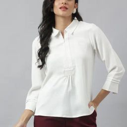 Latin Quarters White Polyester Regular fit Solid Top-image-18