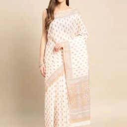 SHANVIKA Beige & Peach Cotton Printed Saree Without Blouse-picture-48