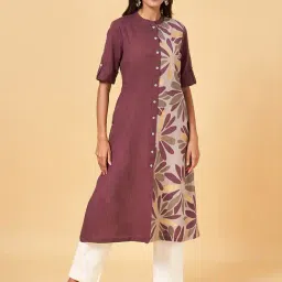 Rangmanch by Pantaloons Purple Printed Straight Kurta-image-69