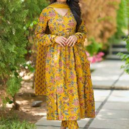 KALINI Women Floral Printed Regular Kurta with Trousers & With Dupatta-picture-17